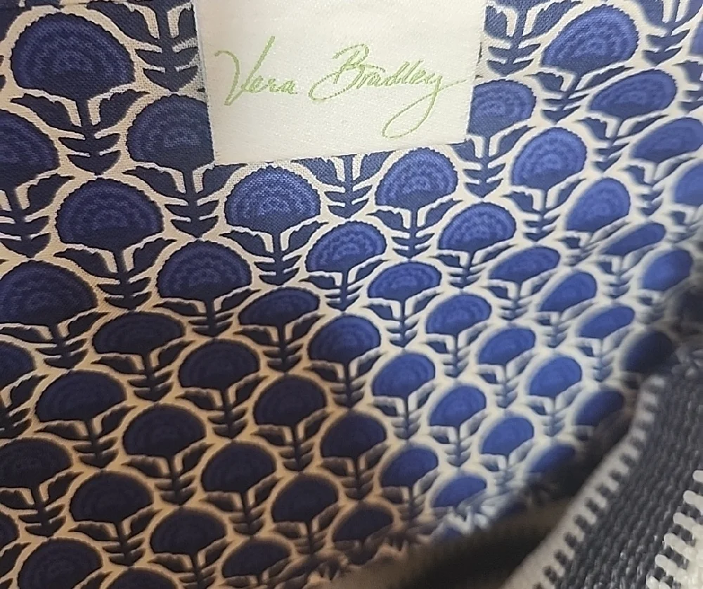 Vera Bradley Navy Blue and White Nautical Tote Bag with Rope Handles And Tags